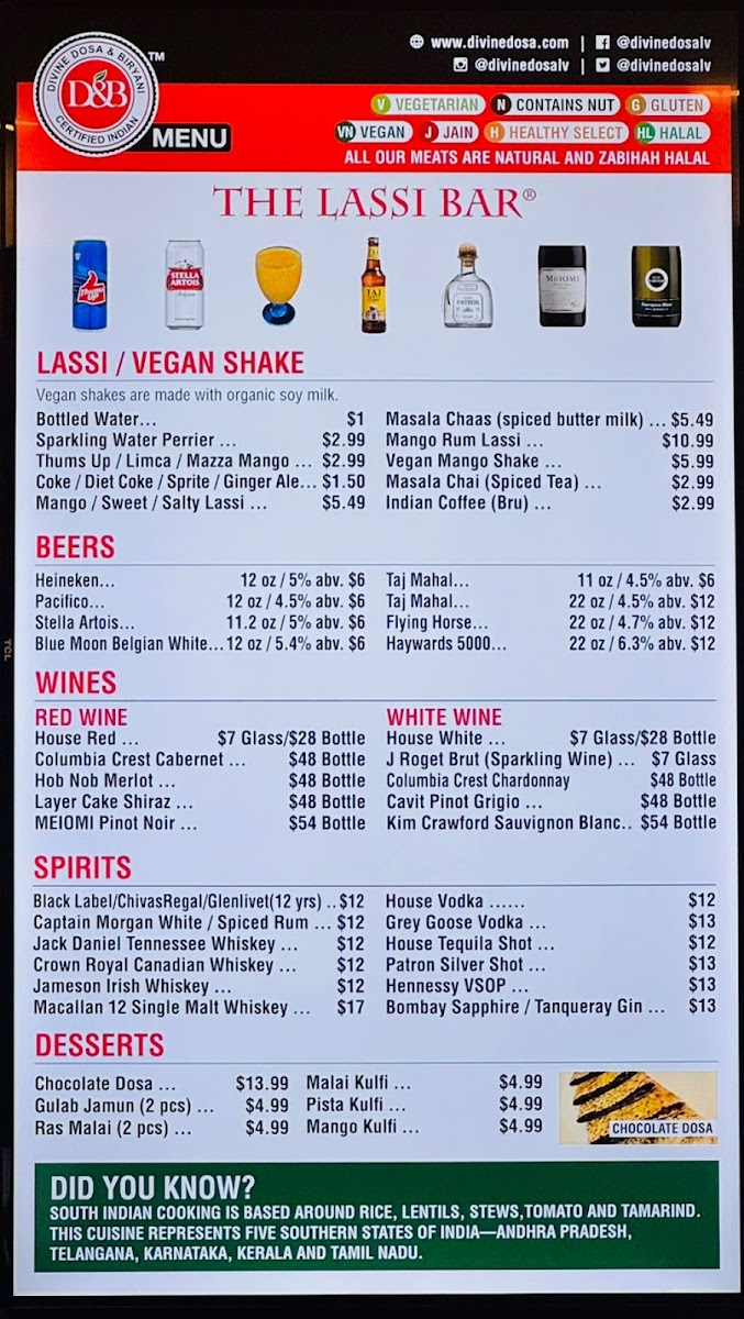 Divine Dosa & Biriyani - The Lassi Bar Menu - Image 2